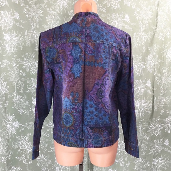Chico's Multi-Colored Paisley Print Jean Jacket - Picture 9 of 15